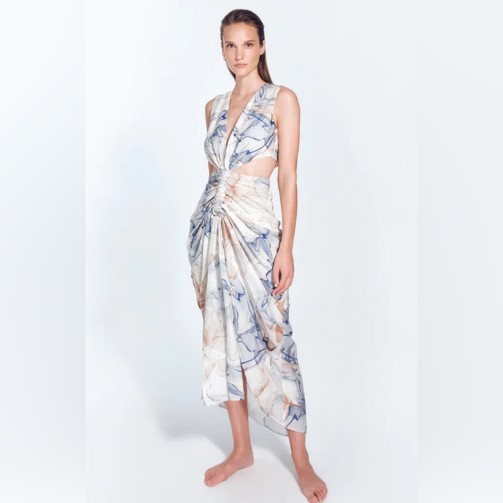 MOEVA ADELICE LINEN MAXI DRESS WITH FRONT SLIT